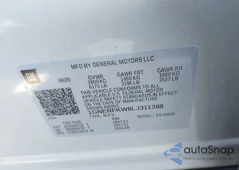 2020 Chevrolet Traverse Fwd Ls from USA, damaged, VIN 1GNERFKW8LJ311388